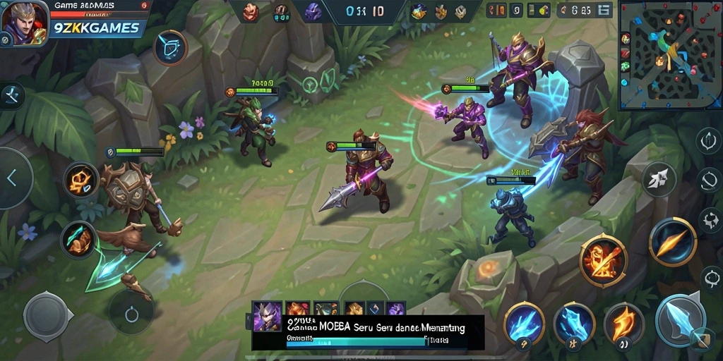 Tampilan gameplay seru dari 9ZKGAMES dengan karakter yang bertarung di arena.