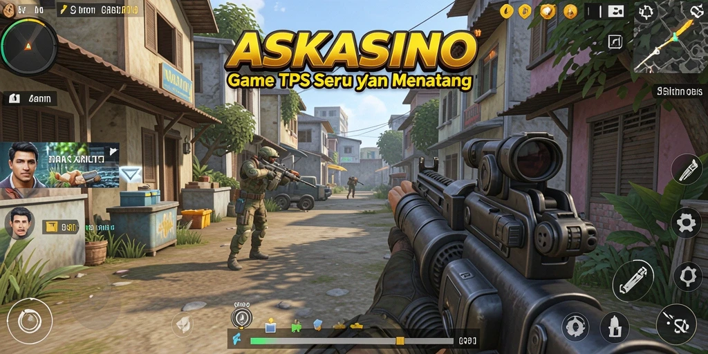 Screenshot gameplay TPS menampilkan aksi seru dalam ASKASINO.