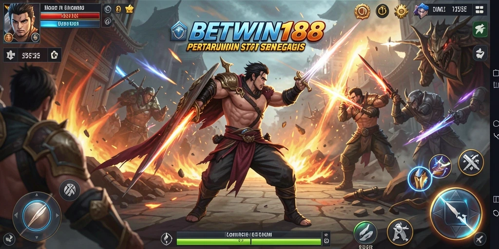 Tampilan screenshot BETWIN188 menunjukkan aksi pertempuran strategi yang seru.