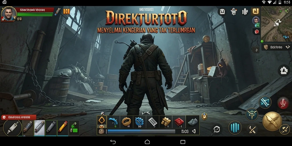 Screenshot gameplay DIREKTURTOTO: suasana kelam dan mencekam dari permainan horror.