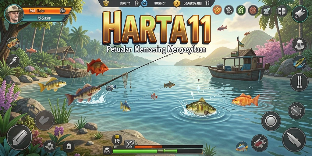 Gameplay HARTA11 yang seru dan menantang dalam dunia memancing.