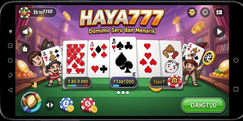 Tampilan gameplay HAYA777 dengan suasana Domino yang seru.