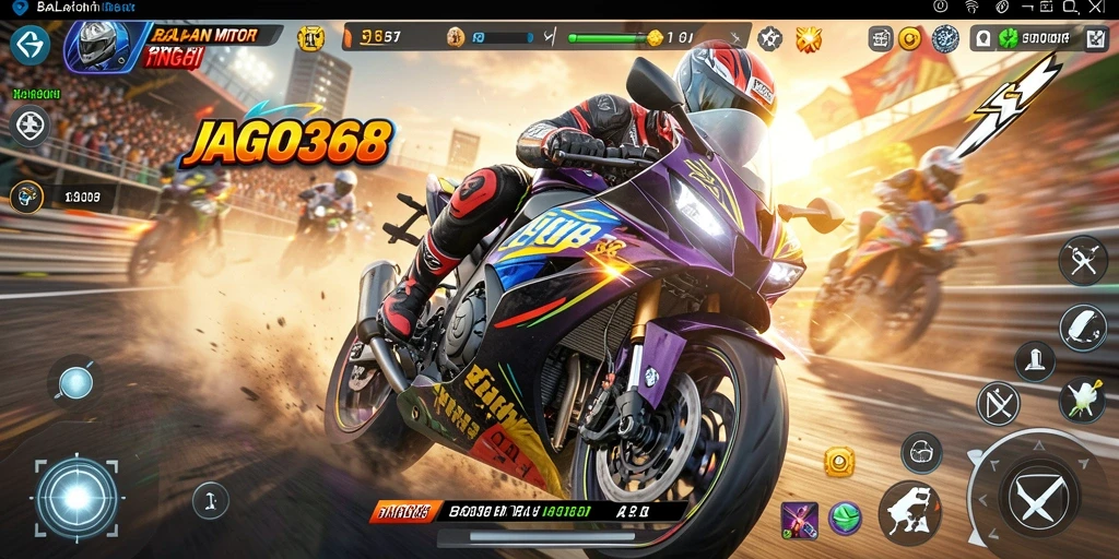 Tangkapan layar JAGO368 menampilkan balapan motor yang intens dan mengasyikkan.