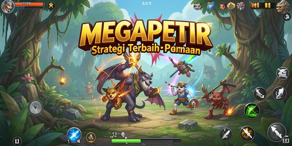Screenshot utama MEGAPETIR menampilkan aksi pertempuran yang mendebarkan dalam gameplay SLG.