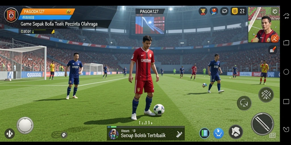 Tampilan gameplay menegangkan dalam sebuah pertandingan sepak bola.