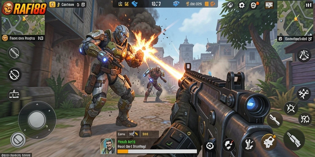 Tampilan seru gameplay RAFI88 dalam pertempuran TPS.