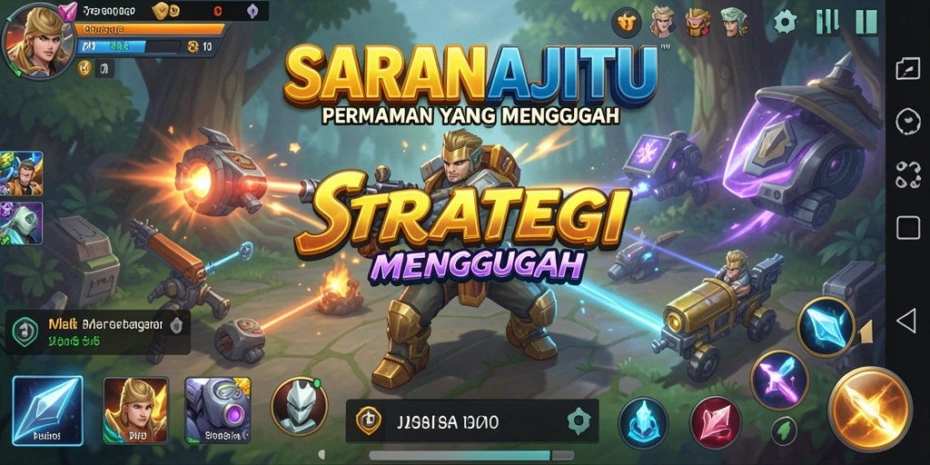 Screenshot gameplay menunjukkan aksi strategis dalam SARANAJITU.