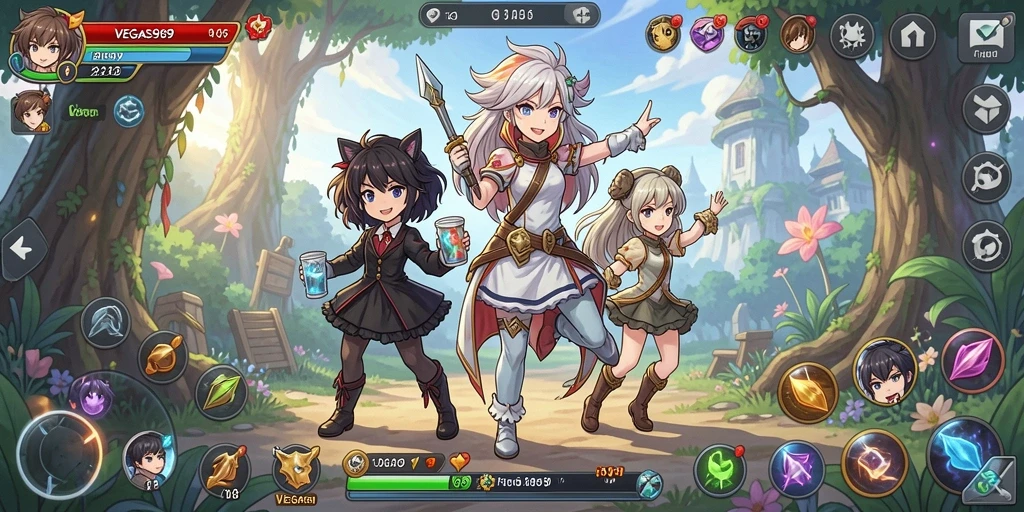 Tampilan gameplay <strong>VEGAS969</strong> yang menakjubkan dengan karakter Anime yang dinamis.