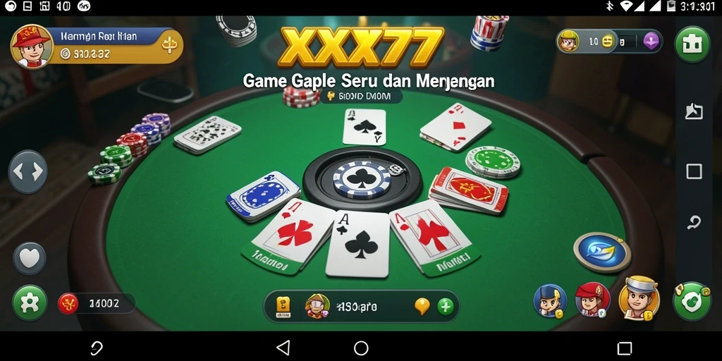 Screenshot utama XXX777 dengan tampilan gameplay Gaple yang memikat.